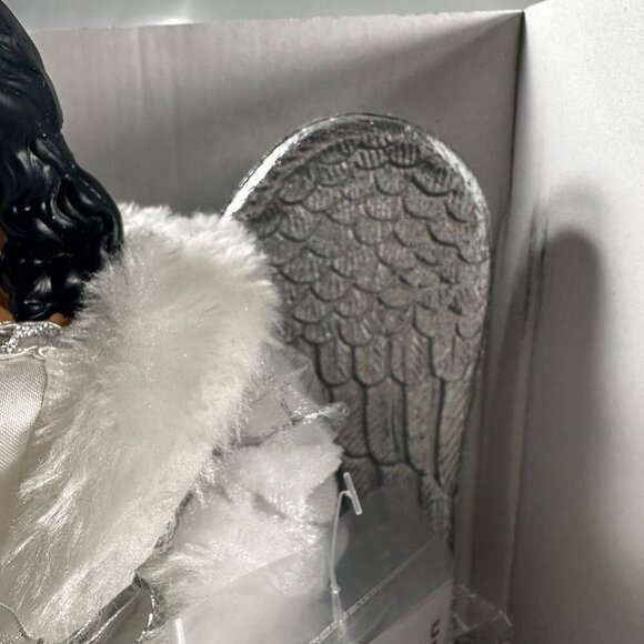 Ashland Christmas Angel Lighted Tree Topper Silver Wings White Gown Cord - Picture 12 of 16